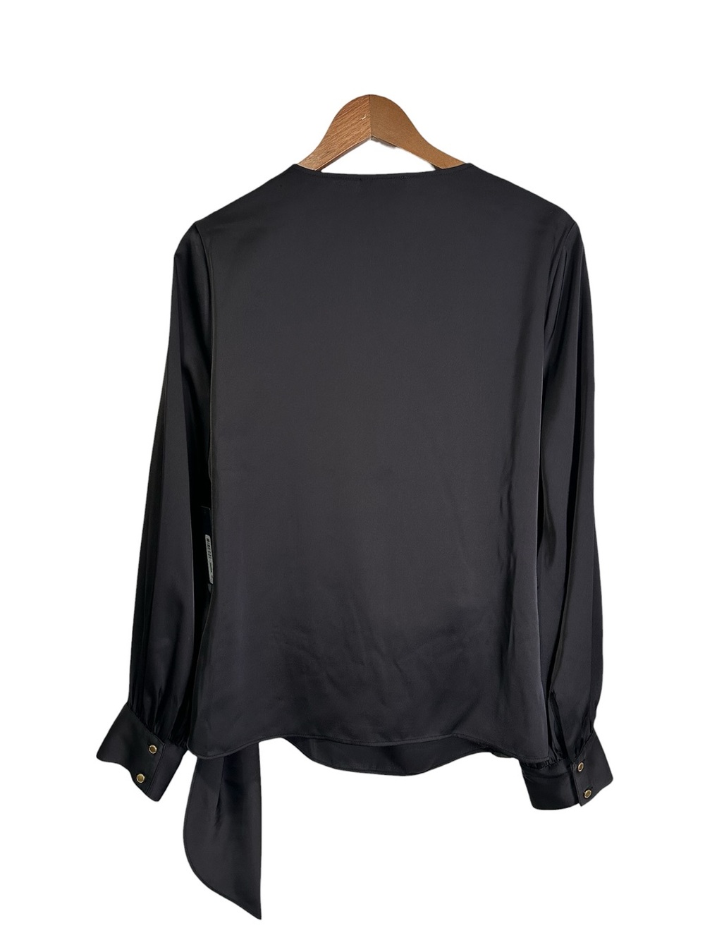 Donna Karan Women’s L Black Faux Wrap Long Sleeve Top Blouse - Picture 6 of 11